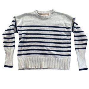 Philosophy Women's Sweater Small White Blue Striped Crewneck Pullover Casual